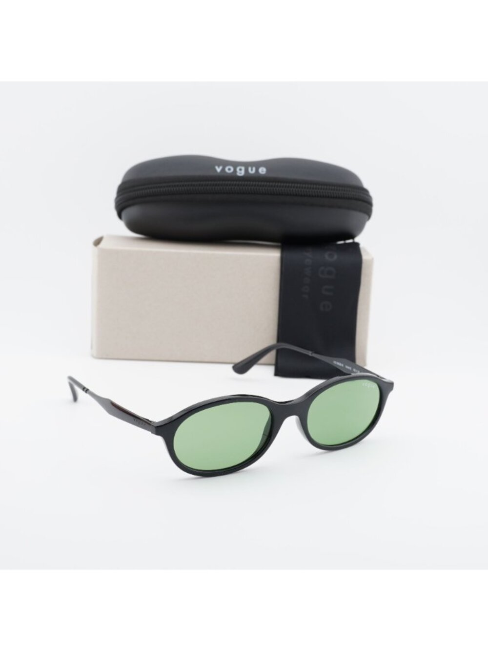Vogue VO5625S W44/2 Sunglasses Black Oval Frame, Green Lenses - Picture 10 of 10